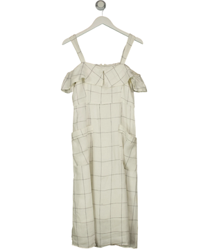 MNG White /Black !00% Linen Midi Dress UK S