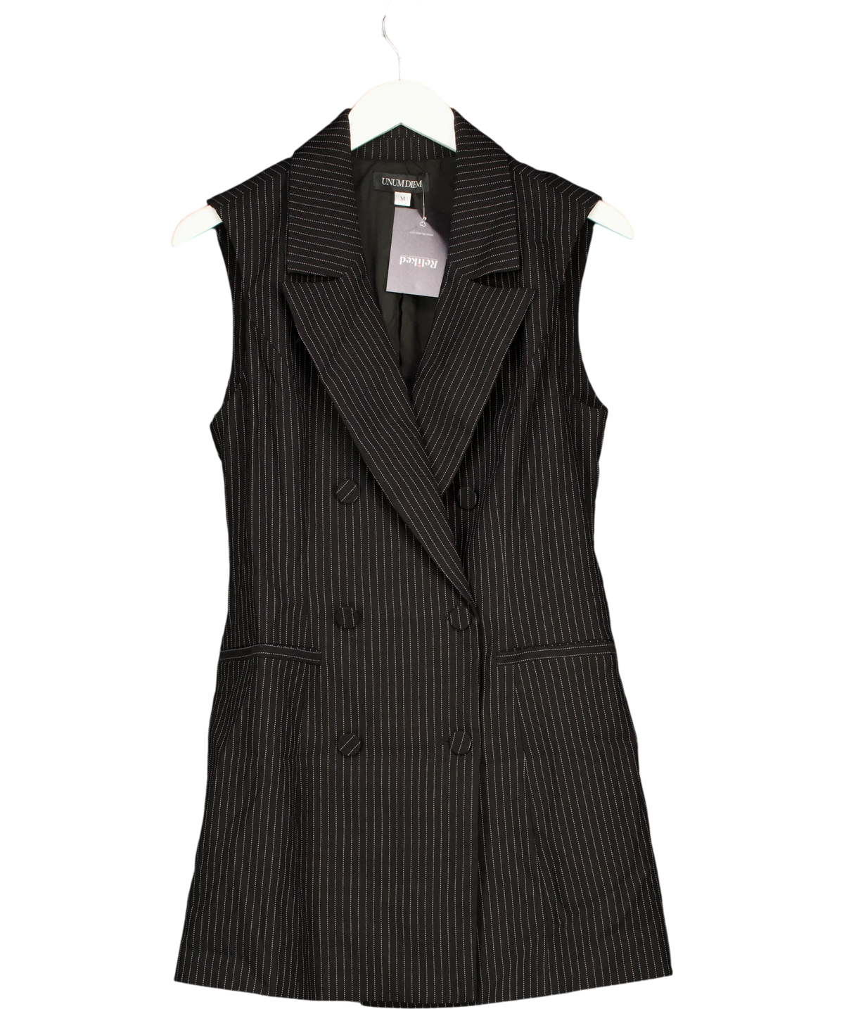 UNUM DIEM Black Gianna Sleeveless Blazer Dress, size UK M — front