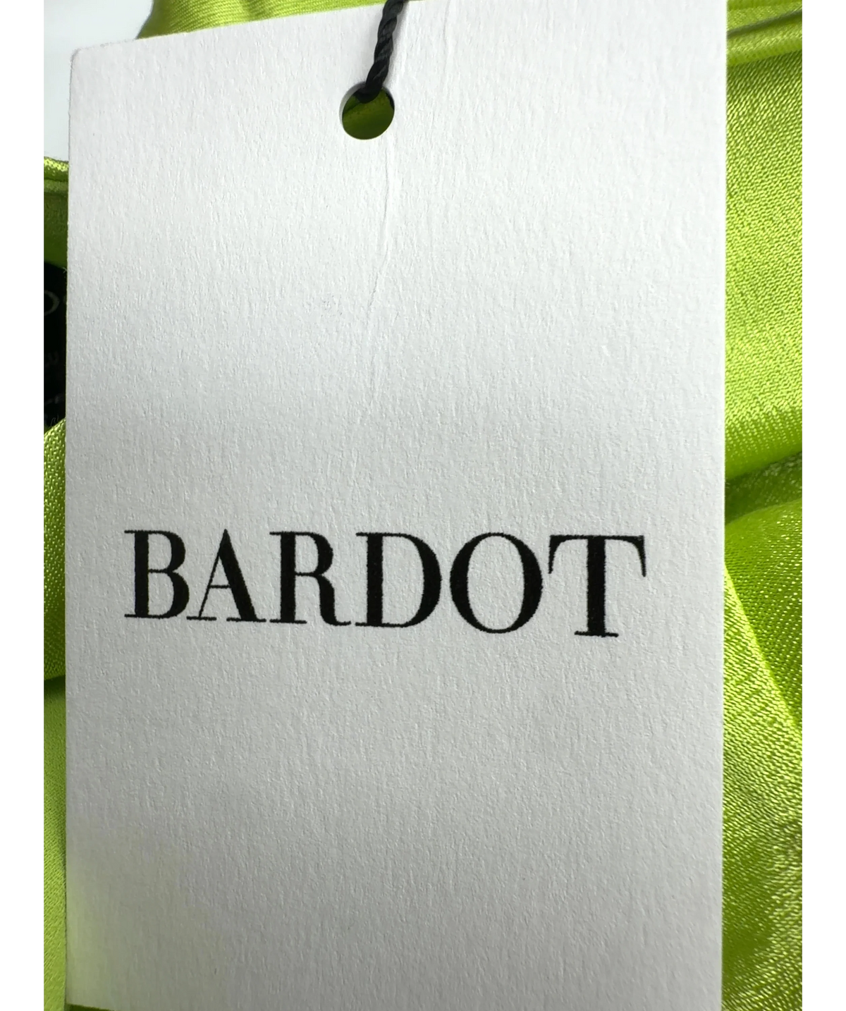 Bardot lime green SORELLA MIDI DRESS, size UK 6 — detail