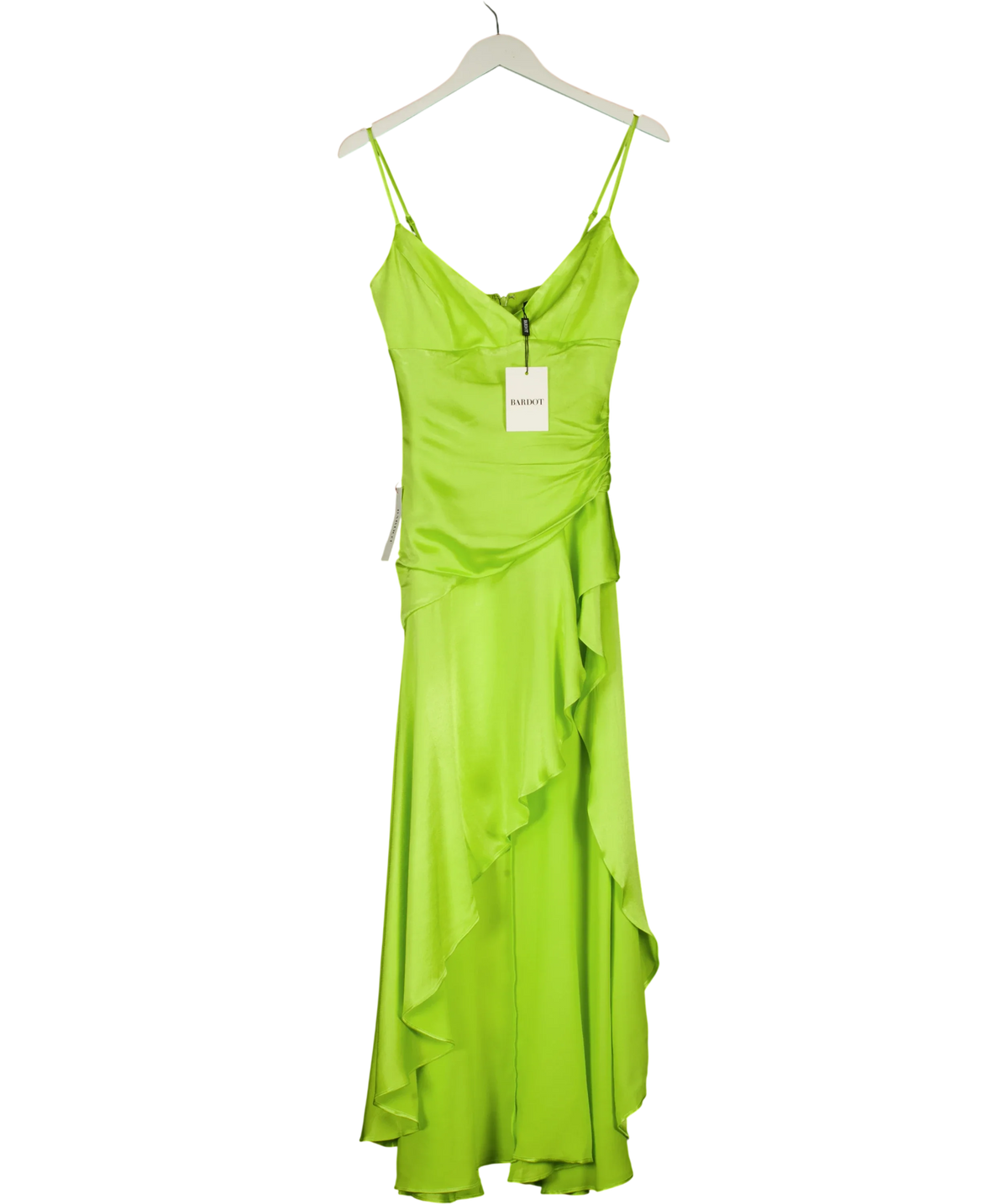 Bardot Sorella Green Ruffle Midi Dress UK 6 — Front