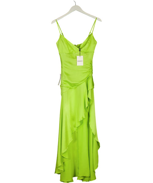 Bardot Sorella Green Ruffle Midi Dress UK 6 — Front