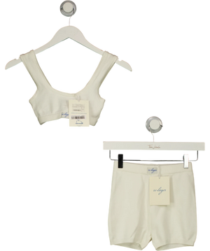 Re-layer The Knitted Bra and The Knitted Booty Shorts White Co-ord Set UK XS