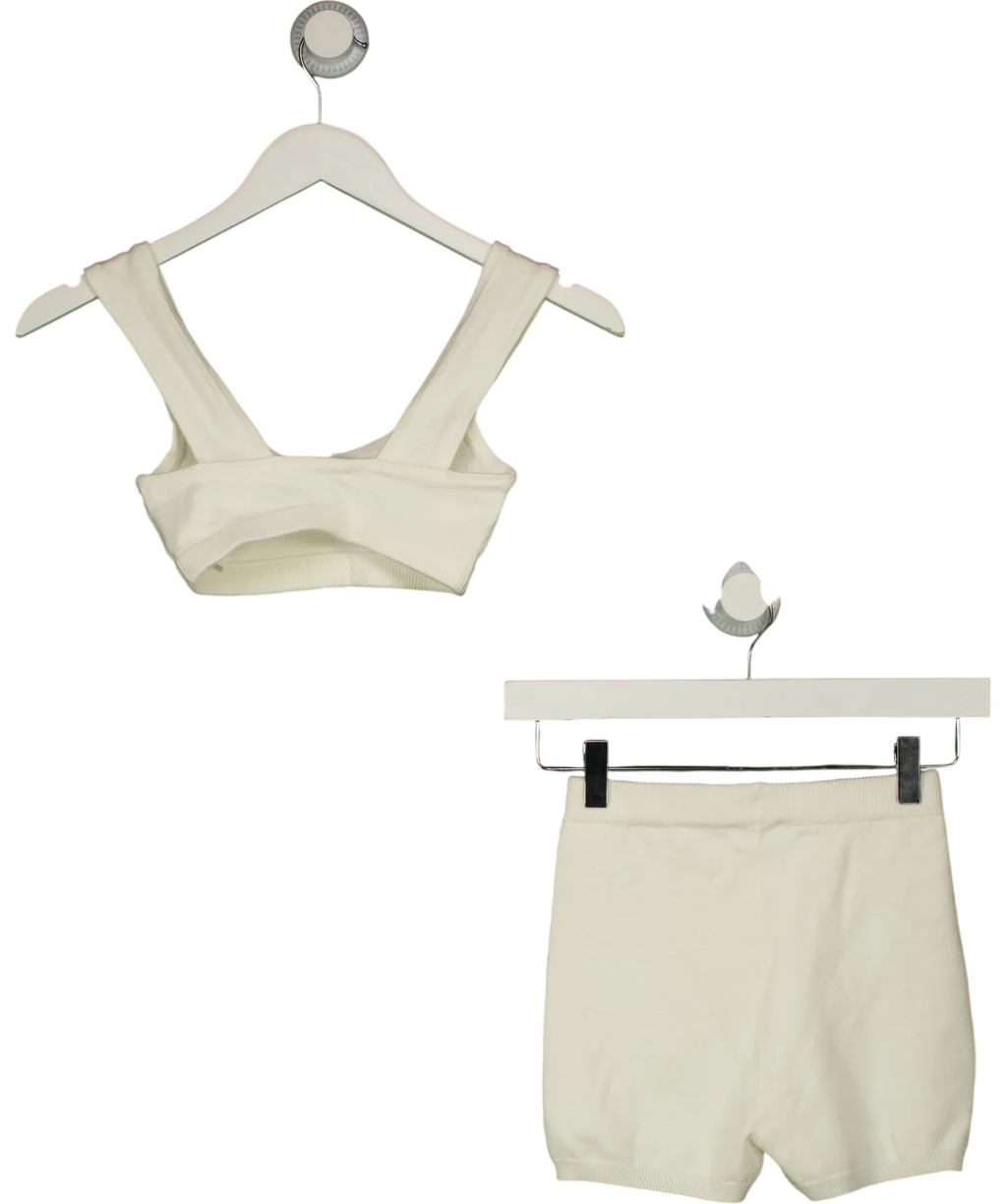 Re-layer White The Knitted Bra and The Knitted Booty Shorts, size UK XS — back