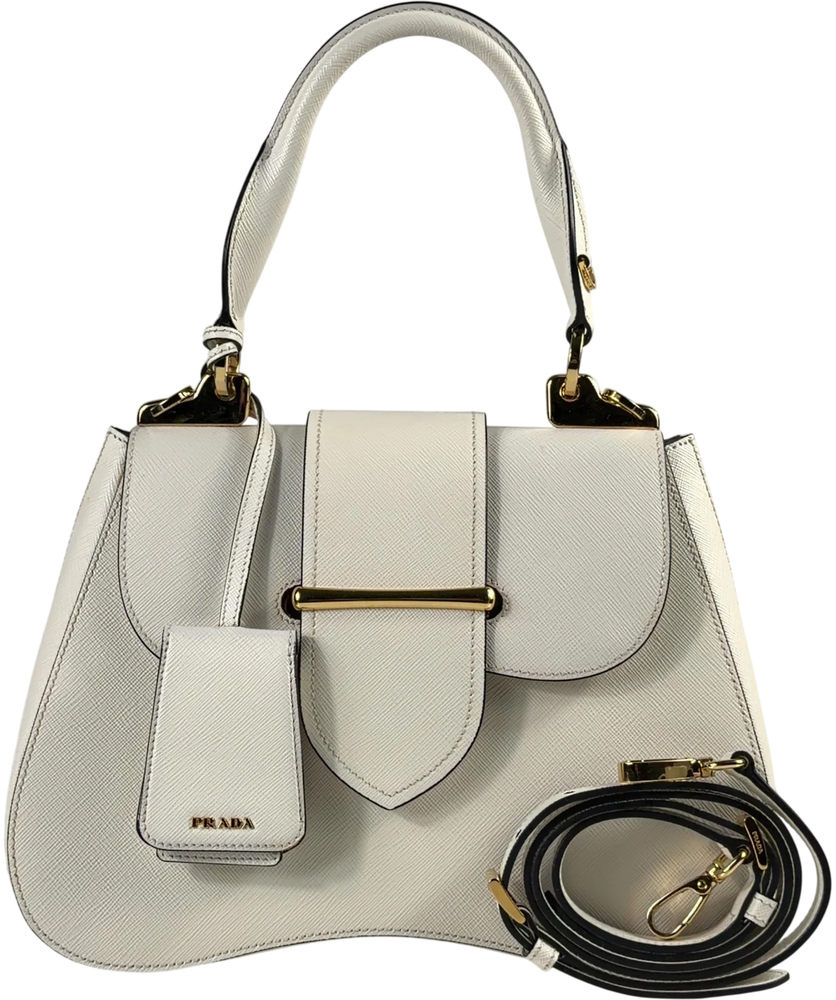 Prada White Saffiano Lux Sidonie Top Handle Bag — additional view