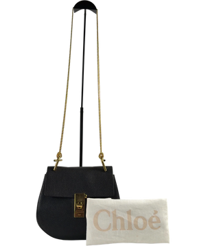 Chloé Black Grained Leather Mini Drew Crossbody Bag  