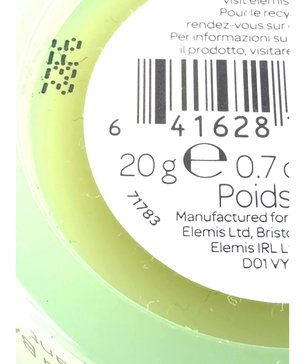 Elemis Pro-Collagen Green Fig Cleansing Balm, size 20g — care label
