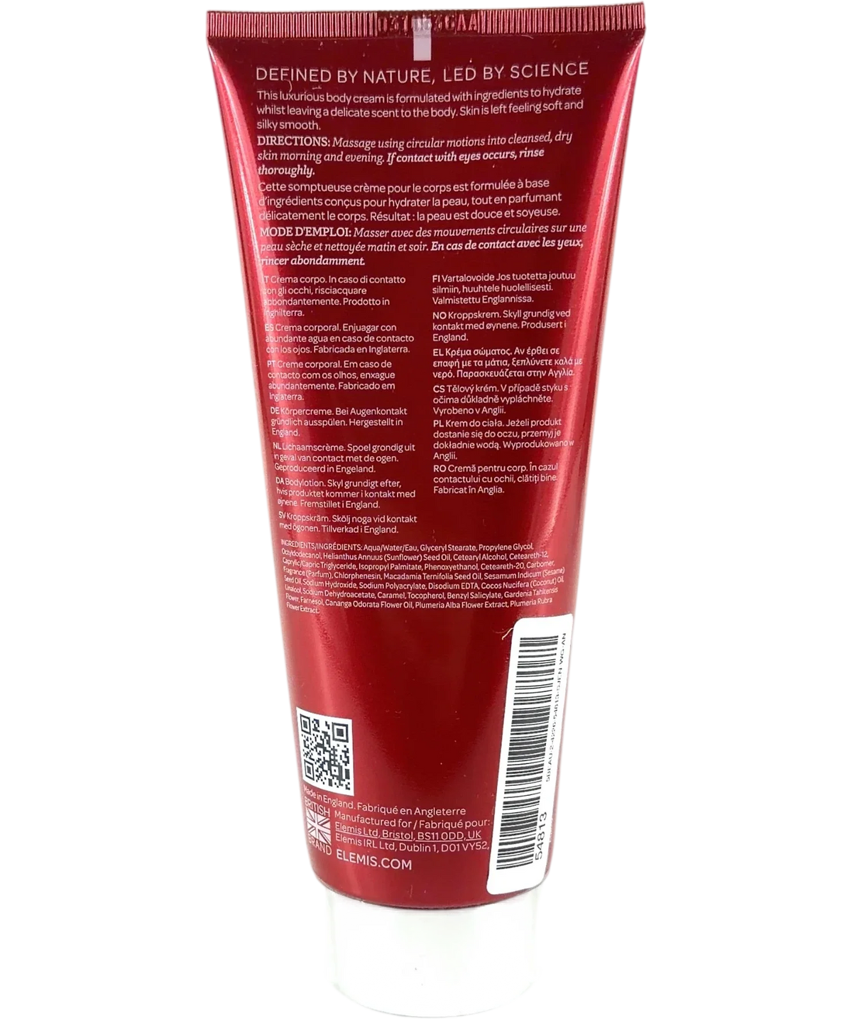 Elemis Frangipani Monoi Body Cream, size 200ml — back