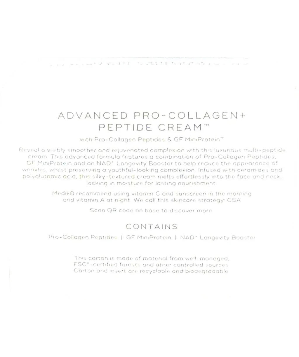 medik8 ADVANCED PRO-COLLAGEN+ PEPTIDE CREAM, size 50ml — back