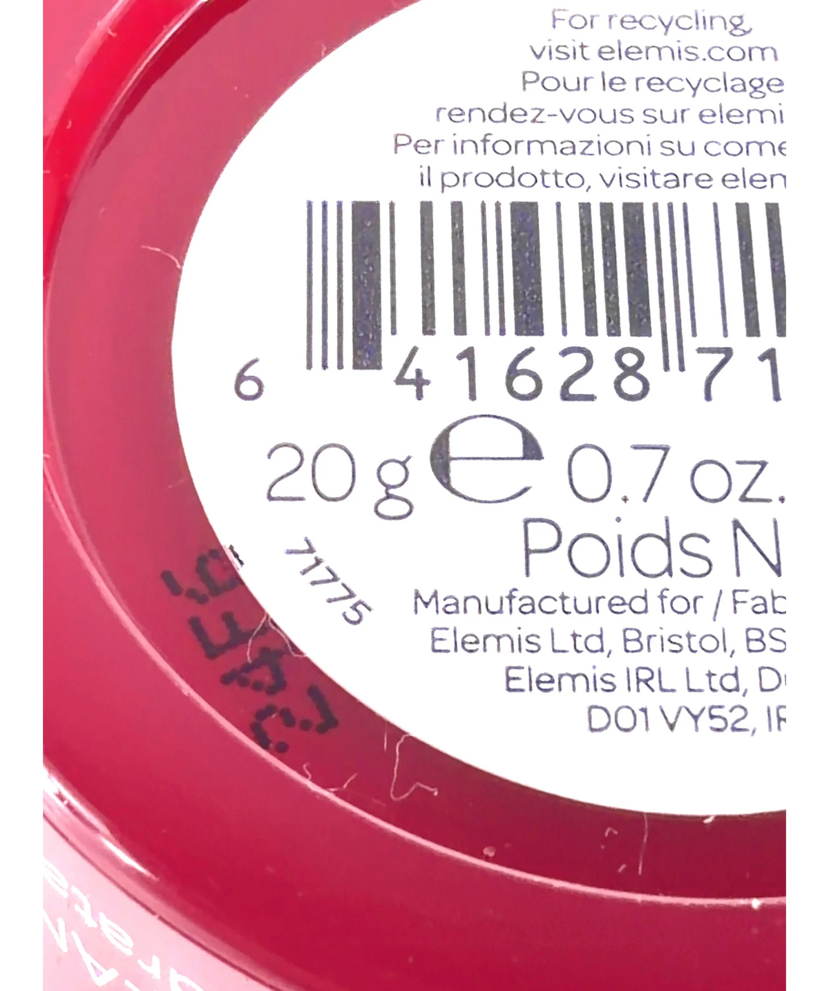 Elemis PRO-COLLAGEN BLACK CHERRY CLEANSING BALM, size 20g — care label