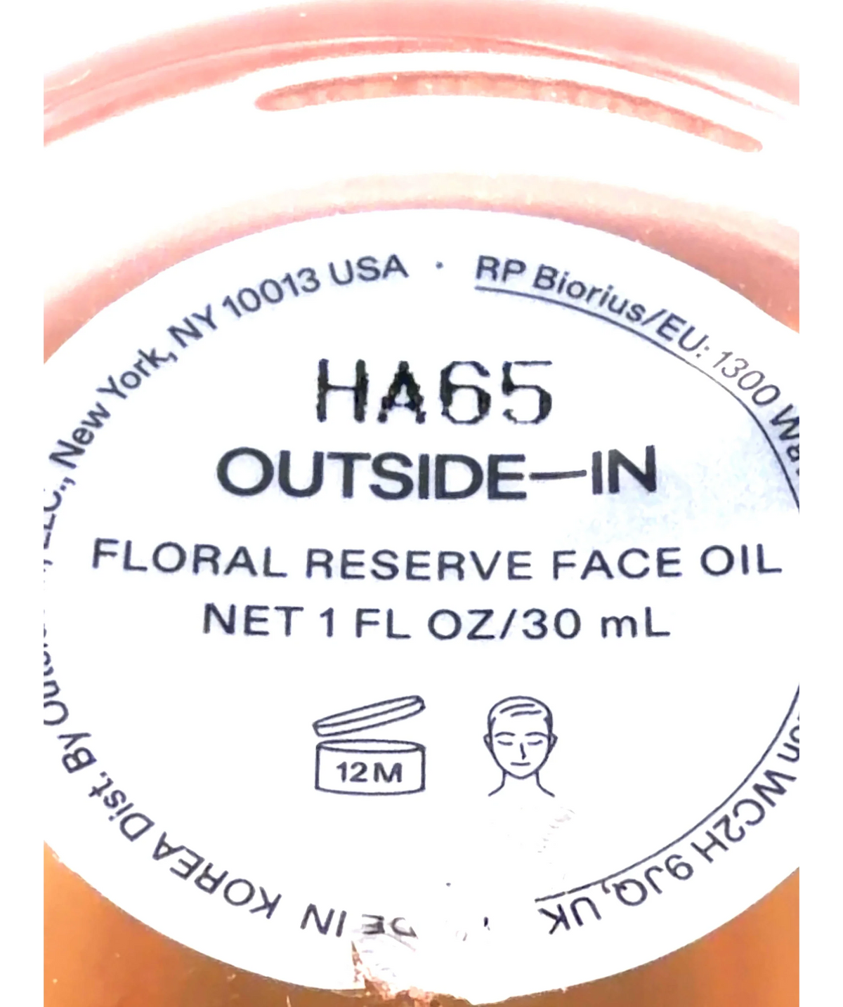 OUTSIDE-IN white Floral Reserve Face Oil, size 30ml — detail