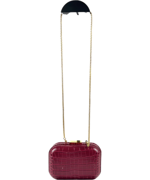 Sandra J. Sylvana Burgundy genuine Crocodile Clutch  Bag