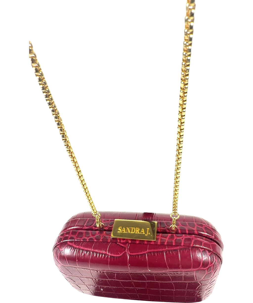 Sandra J. burgundy Sylvana Clutch — back
