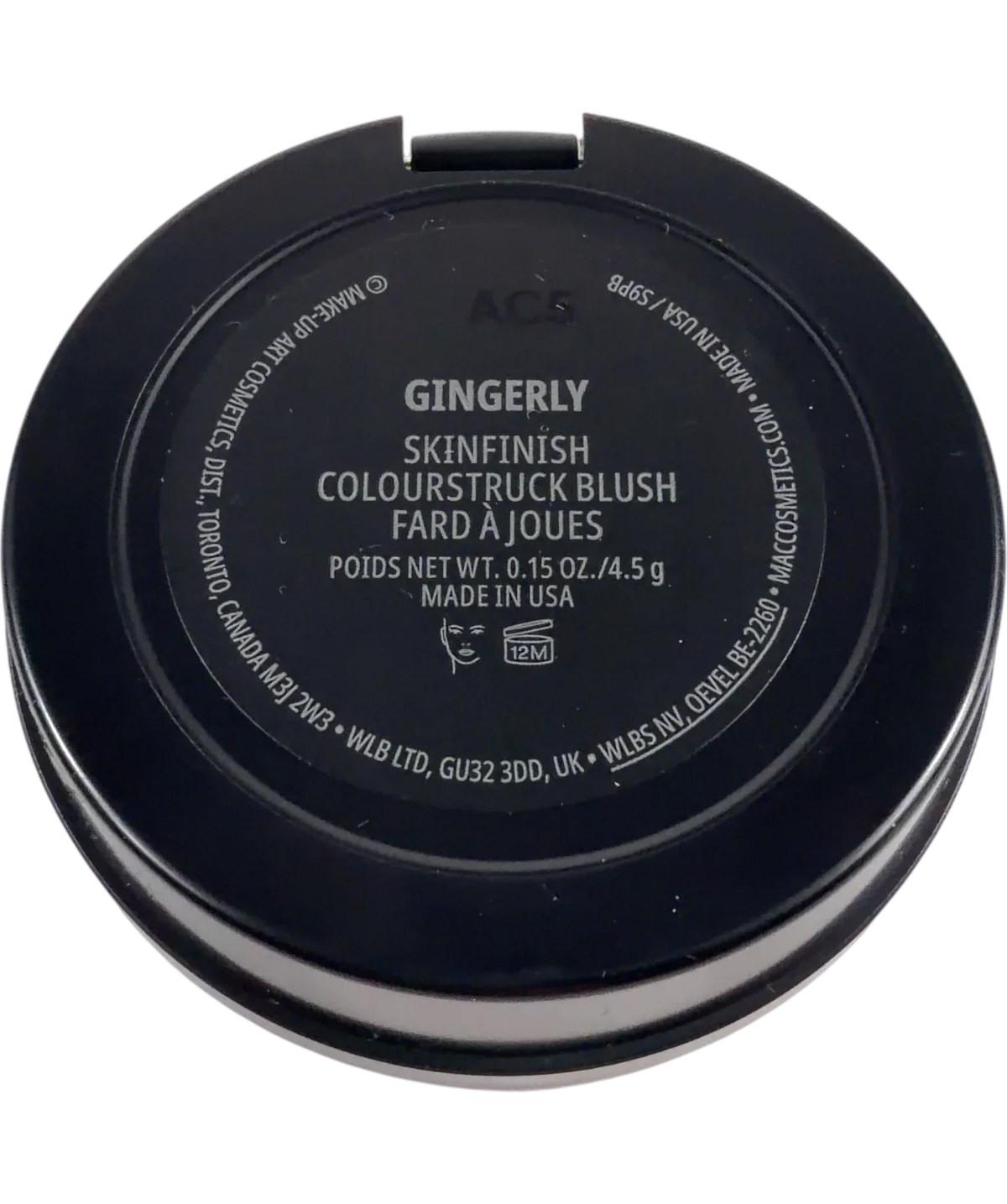 MAC GINGERLY Skinfinish Colourstruck Blush, size 4.5g — back