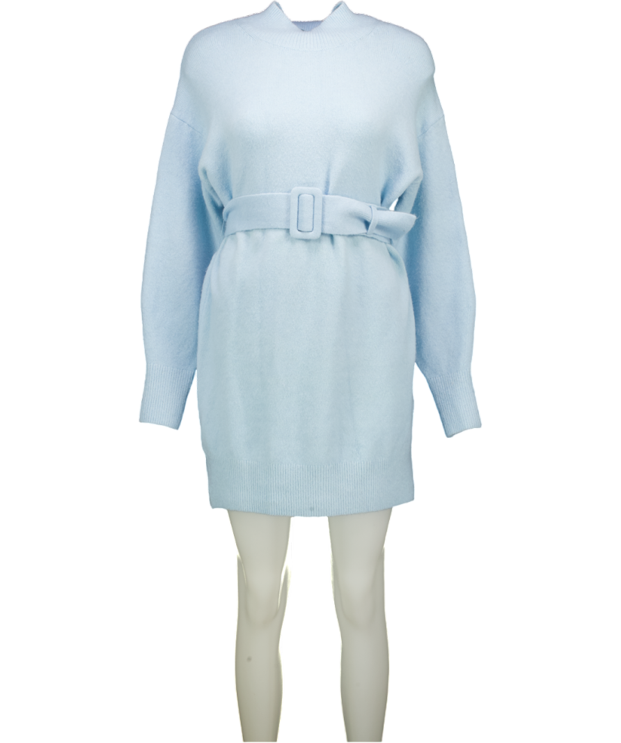 & Other Stories Baby Blue Belted Knit Jumper Dress UK XS