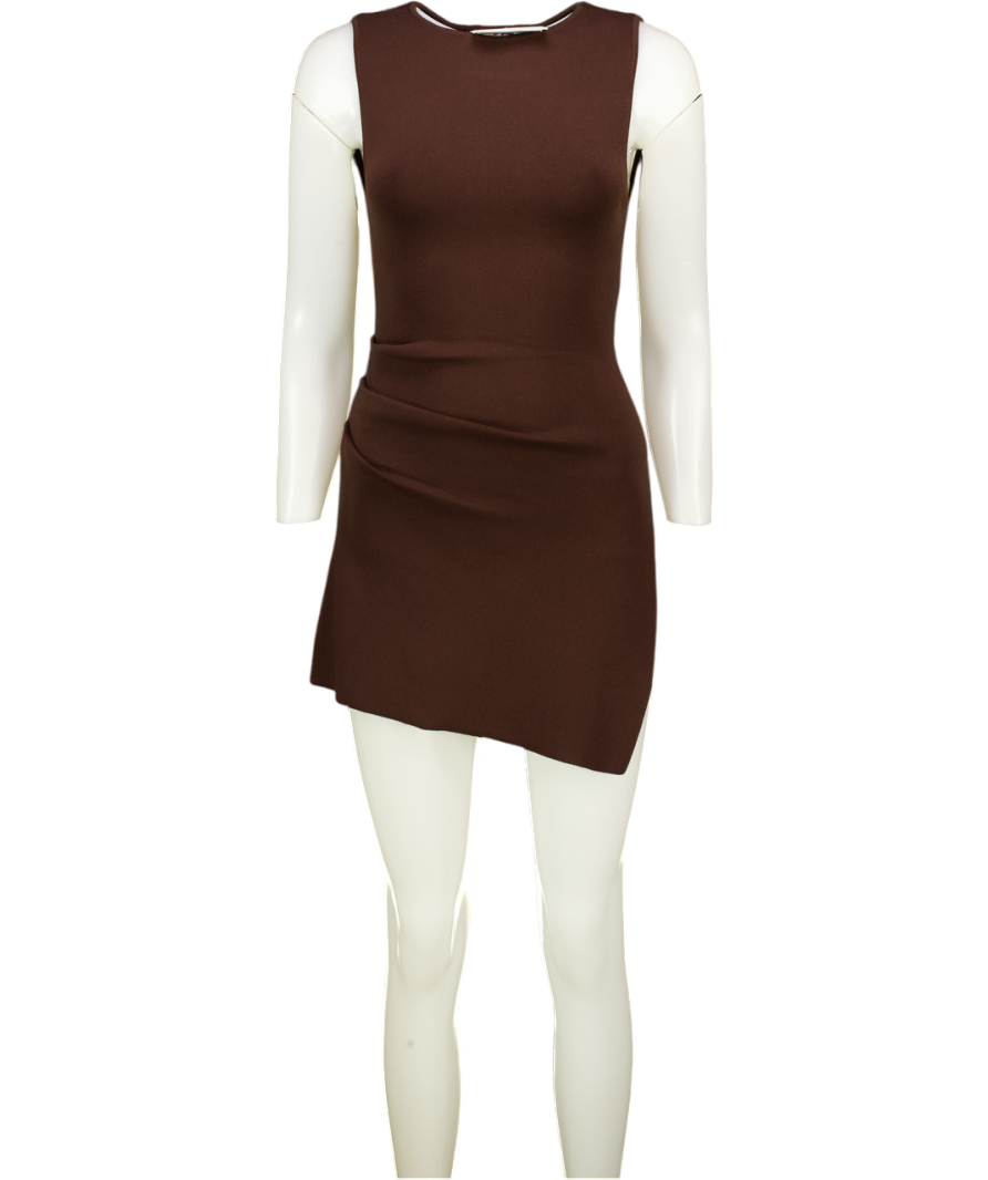 DISSH Cleo Chocolate Brown Sleeveless Longline Knit Top UK S