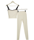 ASTORIA ACTIVEWEAR Cream 2-piece Crea / Black Contrast Trim  Set UK S
