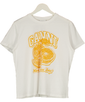 GANNI White Oranges Print  Relaxed T-shirt UK L