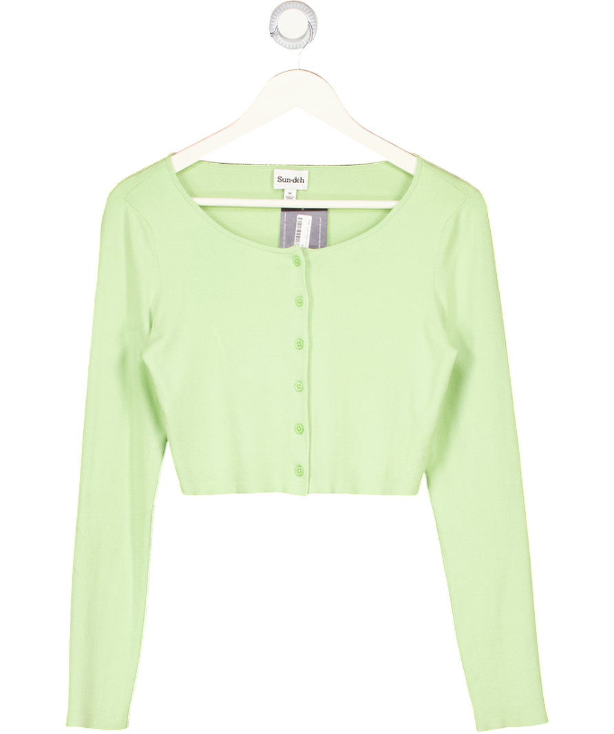 Sun-deh Green Button Up Long Sleeve Top UK M