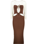 Mars the Label The Bandeau Cut Out Midi Dress In Brown UK 8