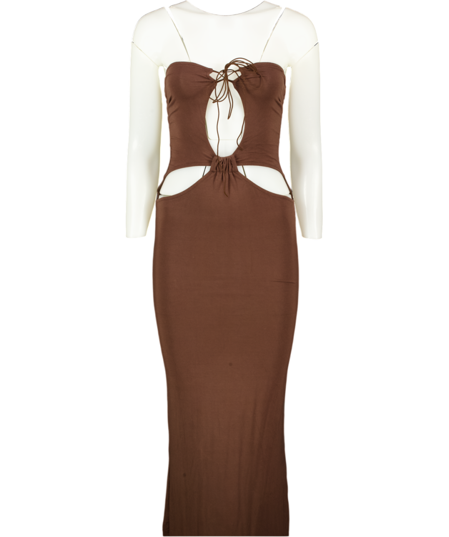 Mars the Label The Bandeau Cut Out Midi Dress In Brown UK 8