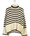 TOTEME Cream Iconic Striped Roll-neck Wool-blend Jumper UK S