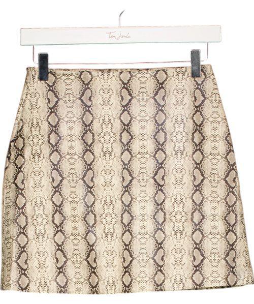 4th & Reckless Beige Leatherlook Snake Print Mini Skirt UK 6