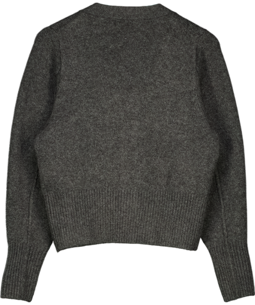 M&S Charcoal Grey Embellished V-neck Cardigan With Wool UK S