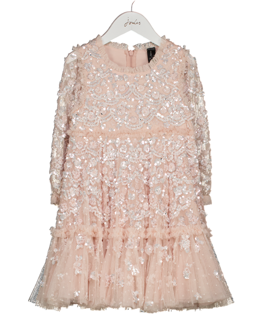 NEEDLE & THREAD Blush Pink Sequin Alina Kids Dress 4 Years