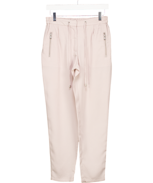 Mint Velvet Beige Tapered Drawstring Trousers With Zip Pockets UK 8