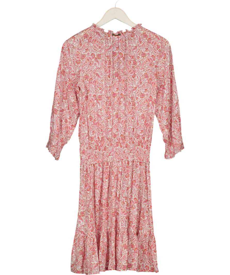 HEIDI KLEIN Pink Paisley-print Poplin Shirred Waist  Mini Dress UK S