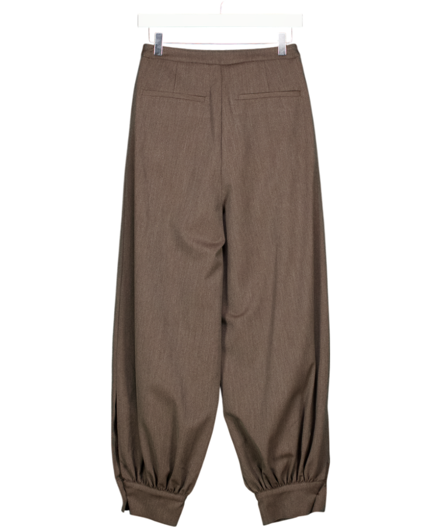 ASOS Brown Tailored Cuffed Balloon Trousers With Pleat Detail UK 8