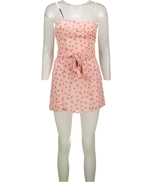 PEPPERMAYO Kiesha Strapless Scarf Mini Dress - Pink Flower UK 6