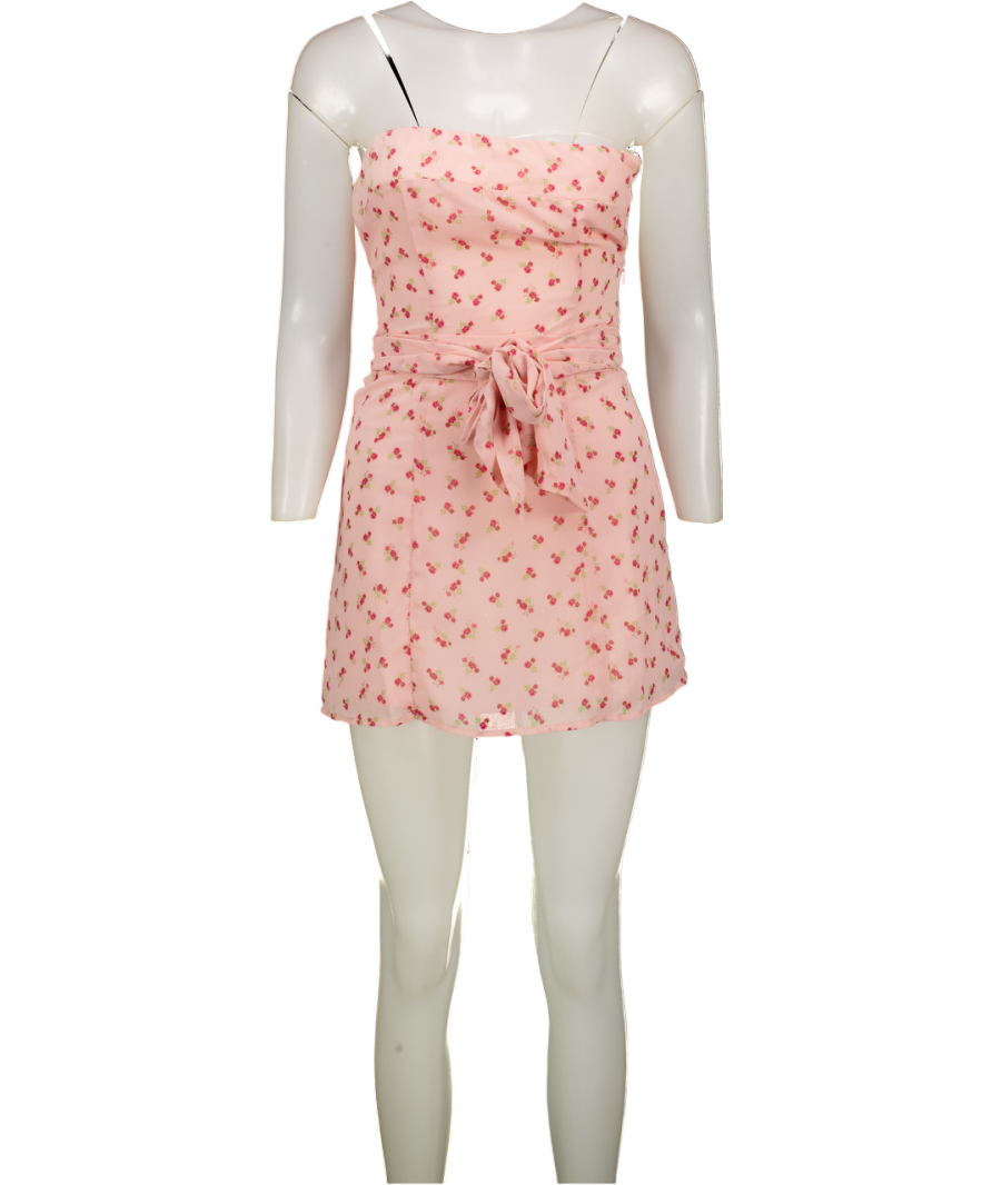 PEPPERMAYO Kiesha Strapless Scarf Mini Dress - Pink Flower UK 6