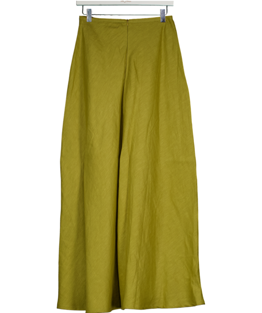 VRG Girl Solene Linen Maxi Skirt Olive Green UK 8