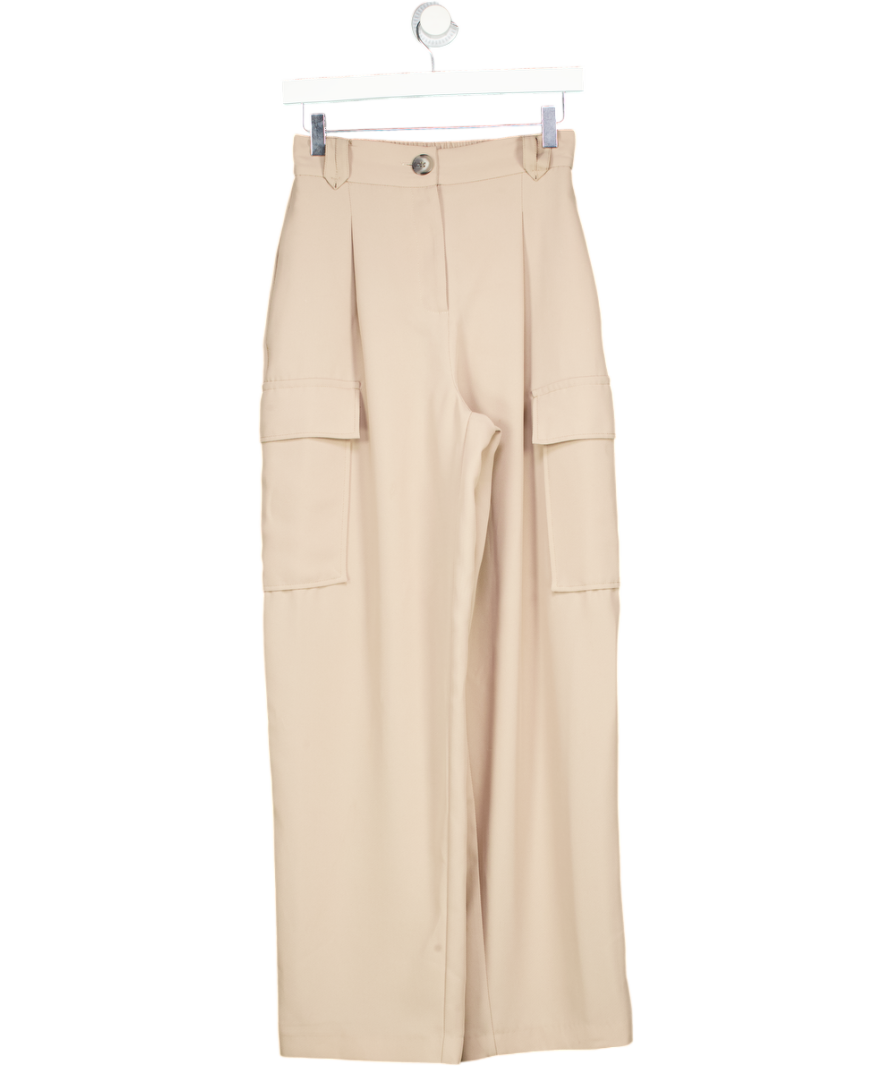River Island Beige Wide Leg Cargo Utility Trouser UK 6
