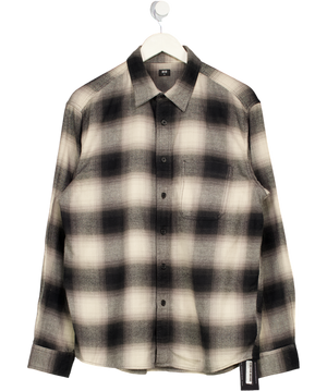 UNIQLO Black / Beige Check Flannel Shirt UK M