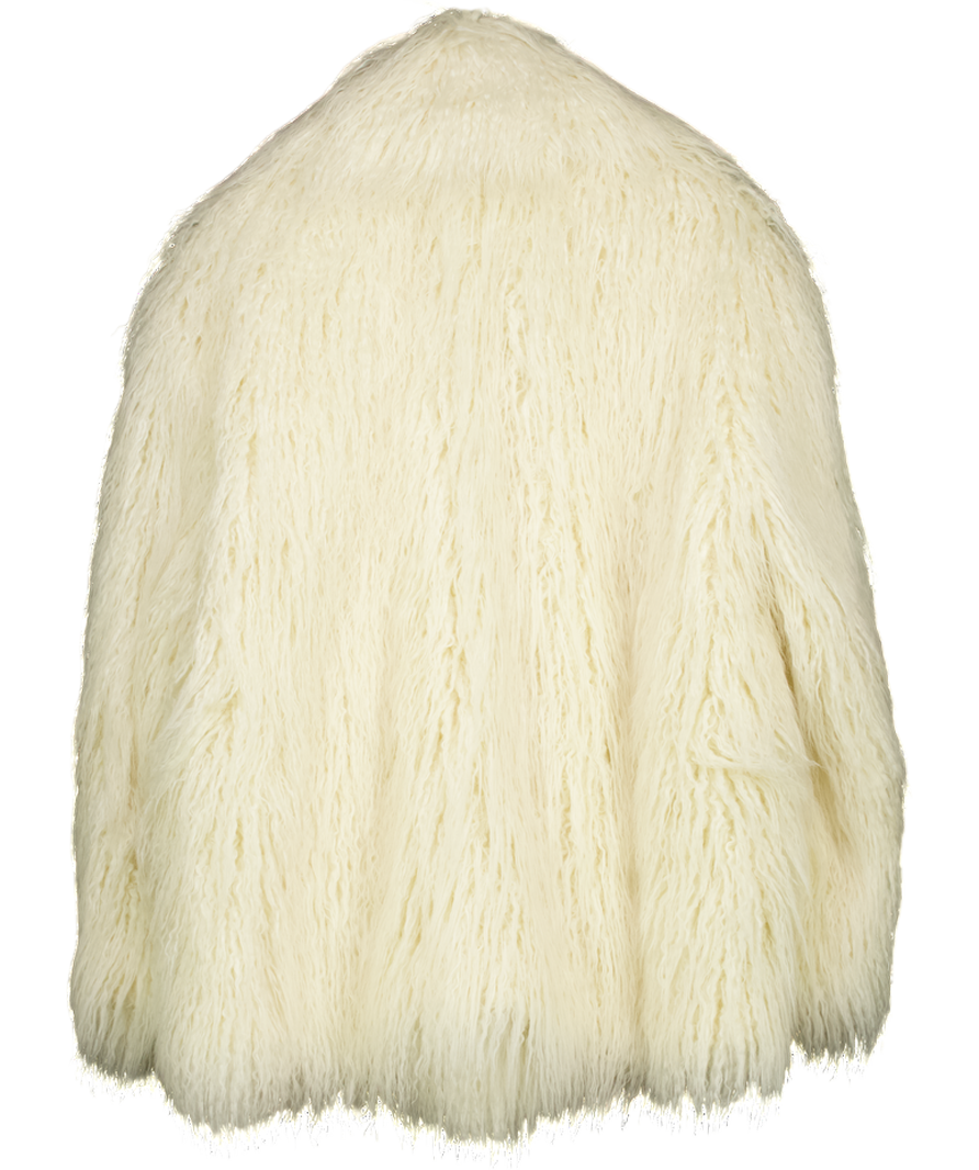THE FRANKIE SHOP Cream Liza Faux Fur Coat UK M/L