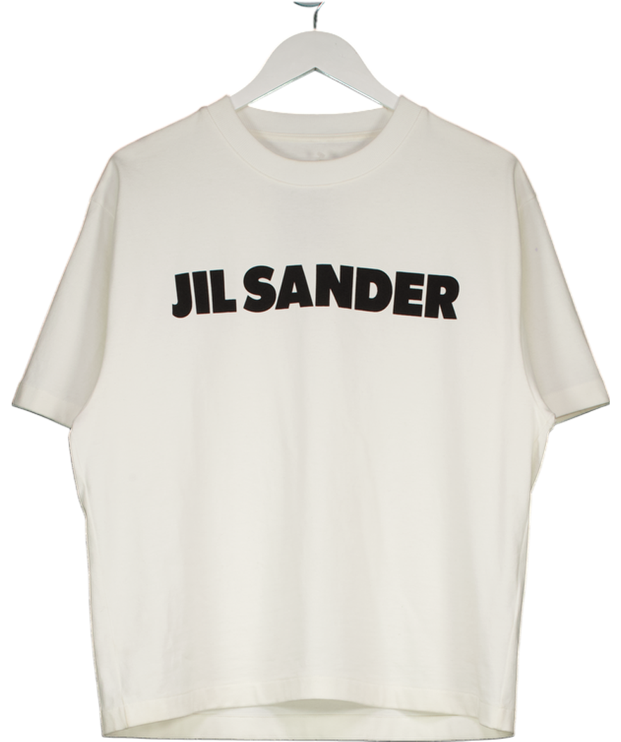 Jil Sander Ivory White Heavyweight Logo T-shirt UK S