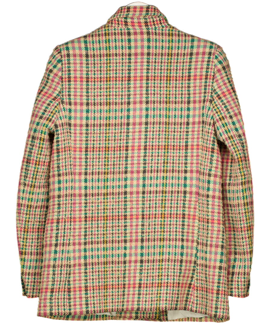 MANGO Multicoloured Check Wool Blend Blazer UK M