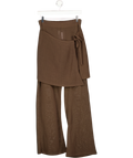 MOTF 2-piece Chocolate Brown Sheer Knit Tie Back Top & Trouser Set UK M/L