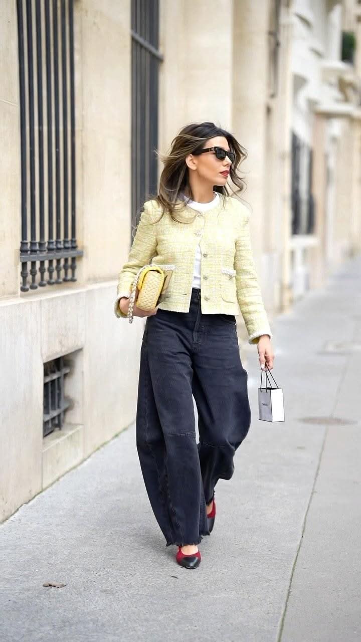 ME + EM Green Italian Tweed Cropped Jacket UK 6