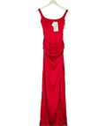 OH POLLY Marleigh Corseted Thigh-high Split Maxi Dress In Rose Red UK 6