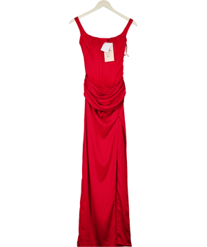 OH POLLY Marleigh Corseted Thigh-high Split Maxi Dress In Rose Red UK 6