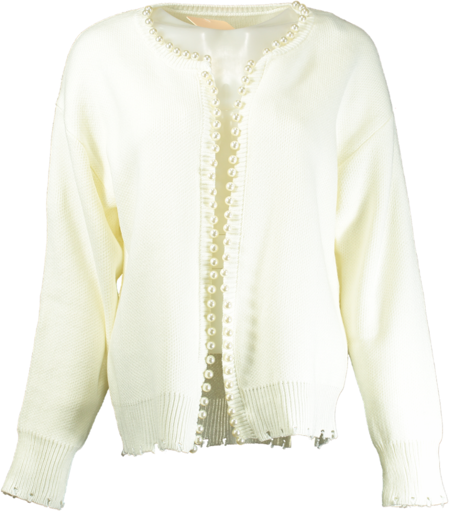 Studio by Charlotte Ivory Pearl Trim Detail Knit Cardigan UK M