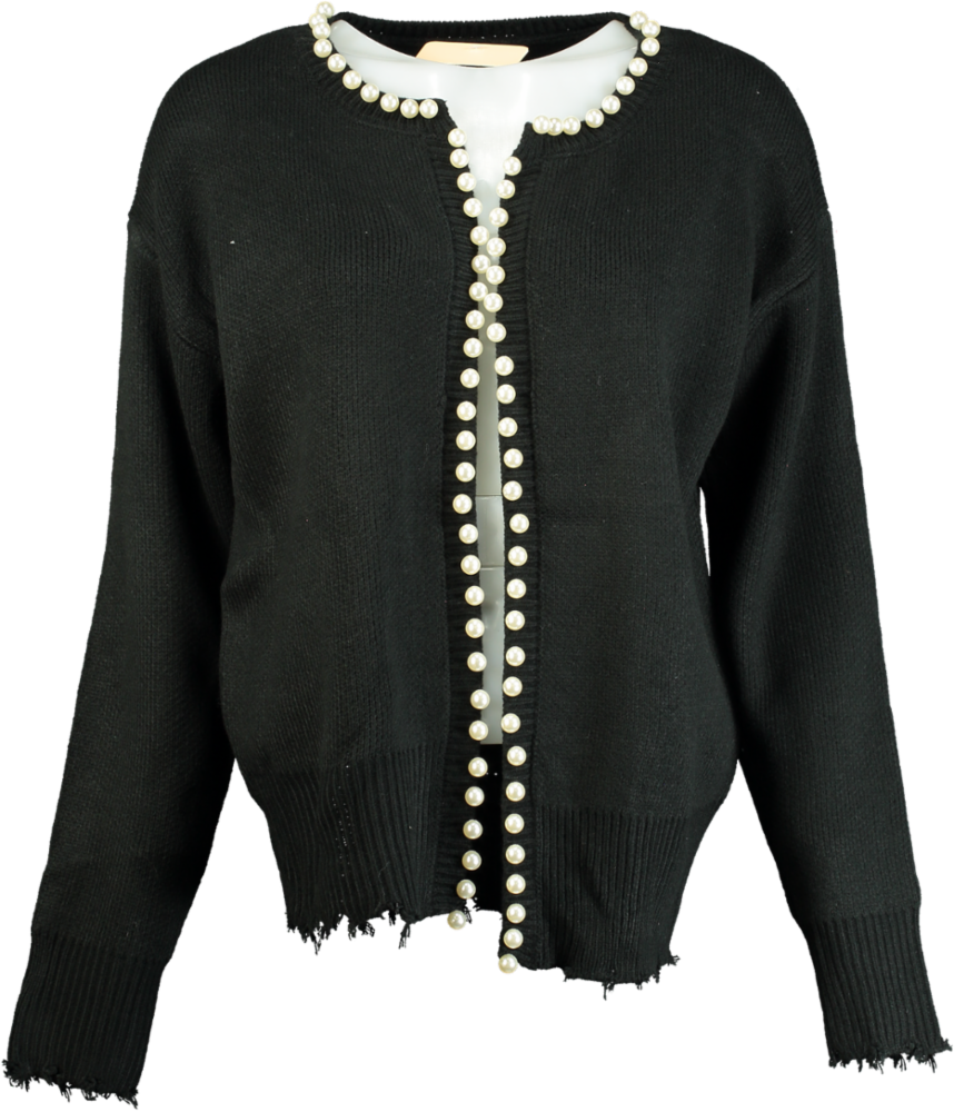 Studio by Charlotte Black Pearl Trim Detail Knit Cardigan UK S