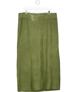 Evoked Vila Green Ribbed Midi Skirt UK 20