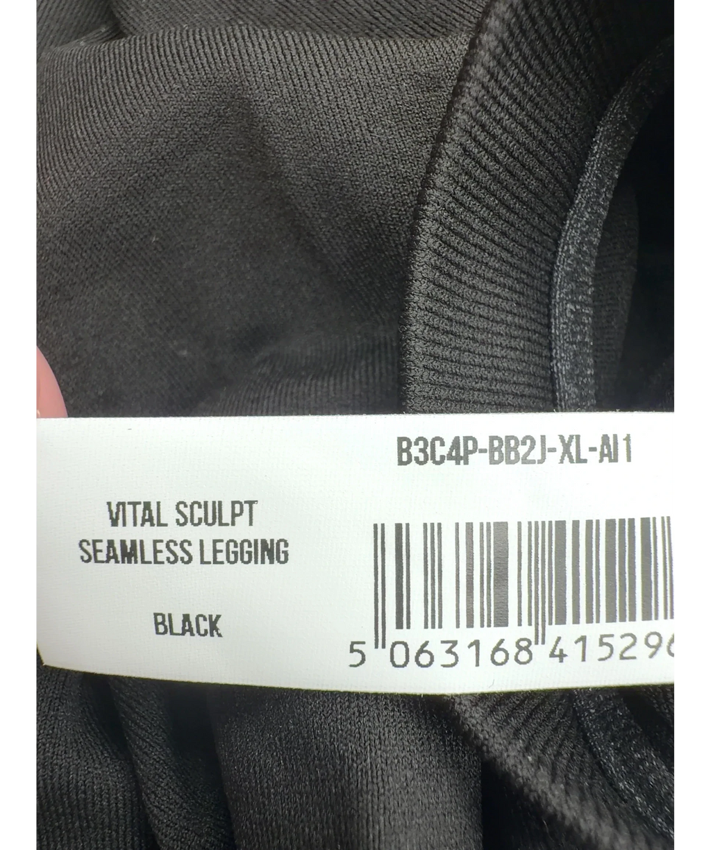GYMSHARK Black Vital Sculpt Seamless Legging, size UK XL — fabric detail