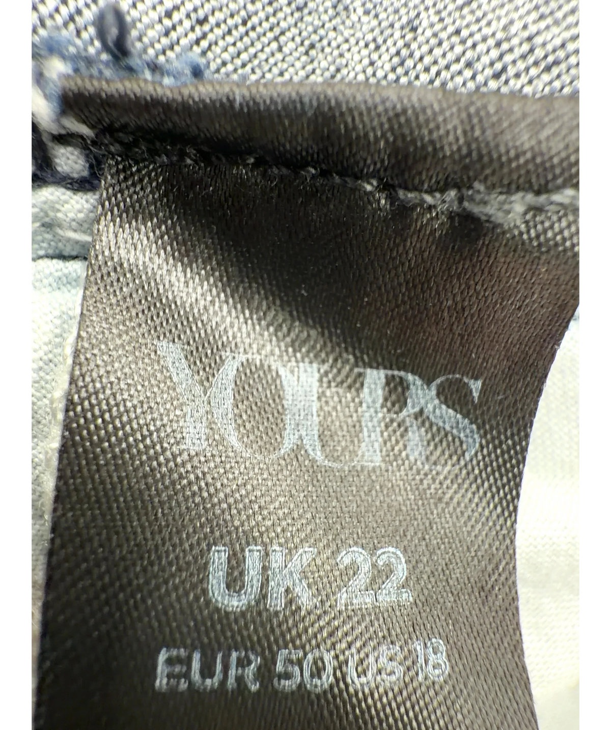 Yours Blue Colour, size UK 22 — detail