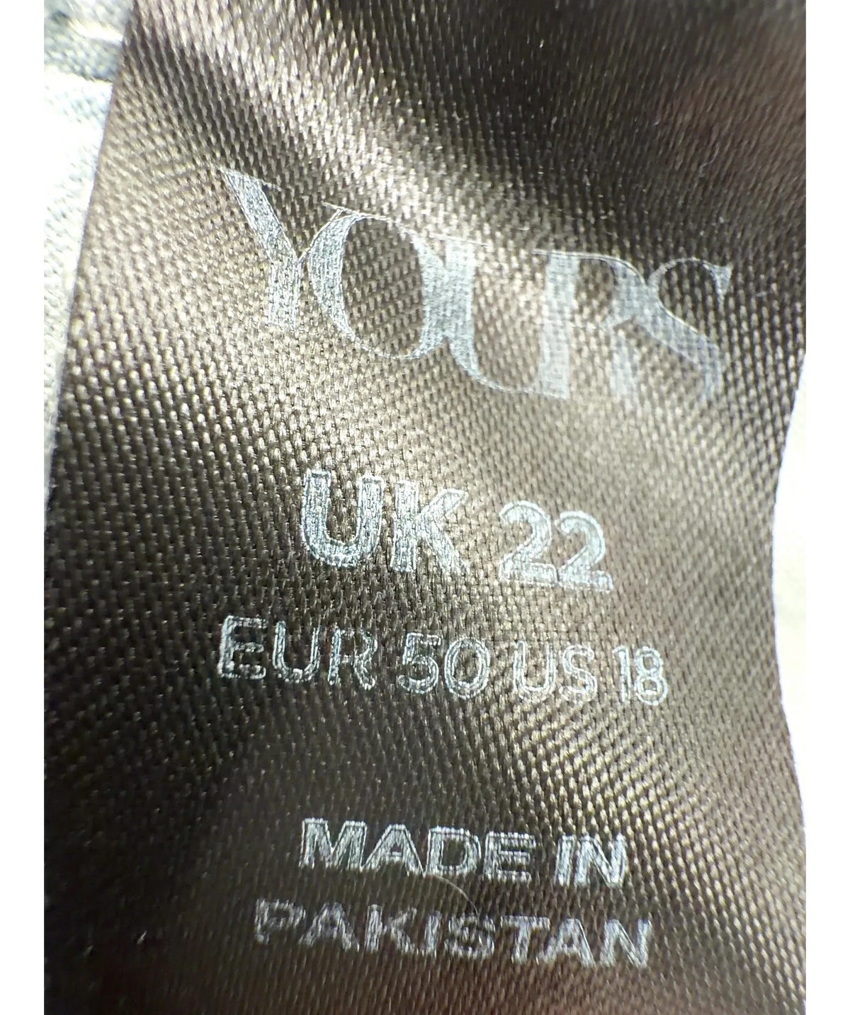 Yours Blue Colour, size UK 22 — care label