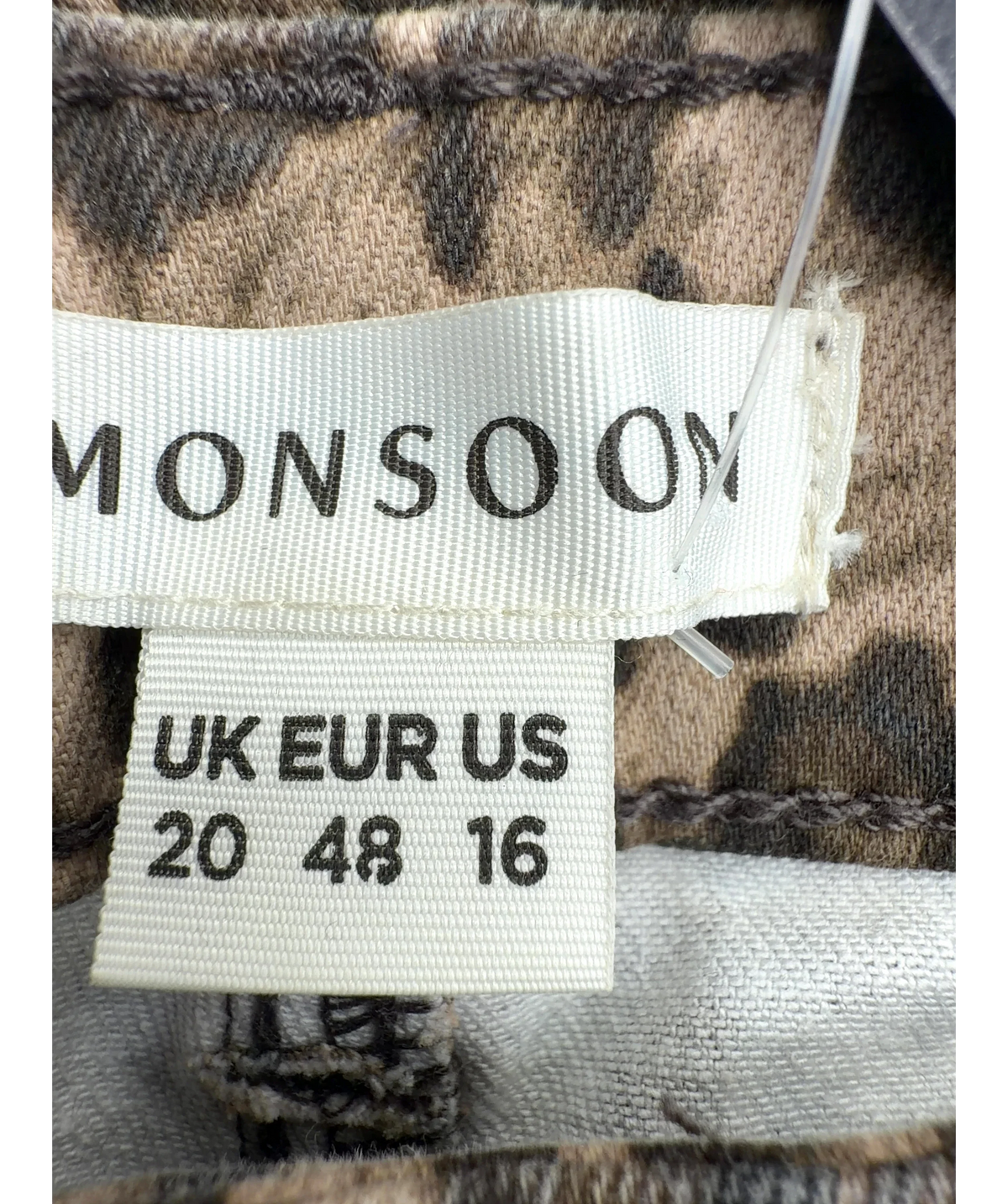 Monsoon Brown Colour, size UK 20 — care label